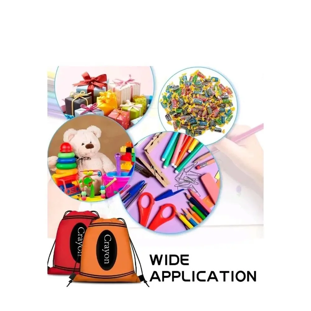 12 PCS Back to School Gift Bags Crayon Drawstring String Bags Backpack Preschool